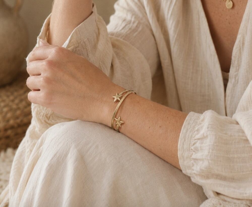 Pomina Gold Star Bangle Bracelet New